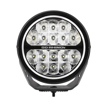 Blackout Series Lights 7 Inch Round LED Driving Light With Daytime Running Lights Black Go Rhino-3