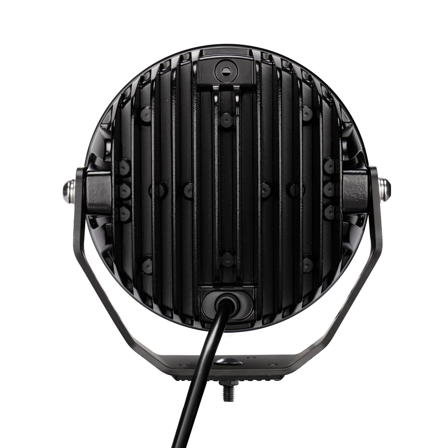 Blackout Series Lights 7 Inch Round LED Driving Light With Daytime Running Lights Black Go Rhino-4