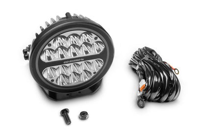 Blackout Series Lights 7 Inch Round LED Spot Light Beam With Daytime Running Light Black Go Rhino