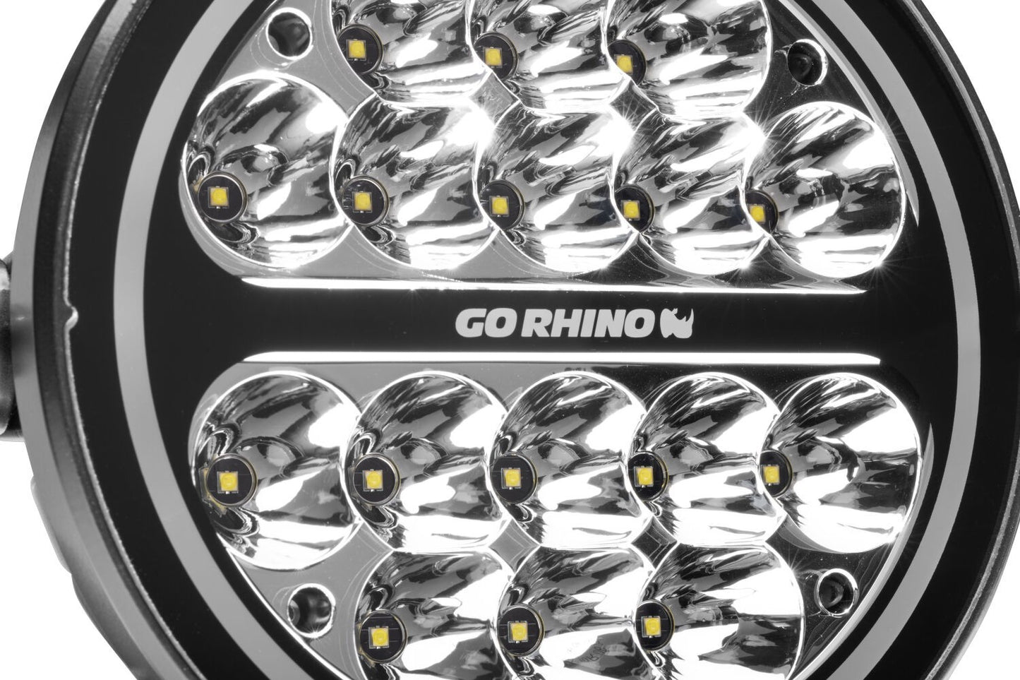 Blackout Series Lights 7 Inch Round LED Spot Light Beam With Daytime Running Light Black Go Rhino-5