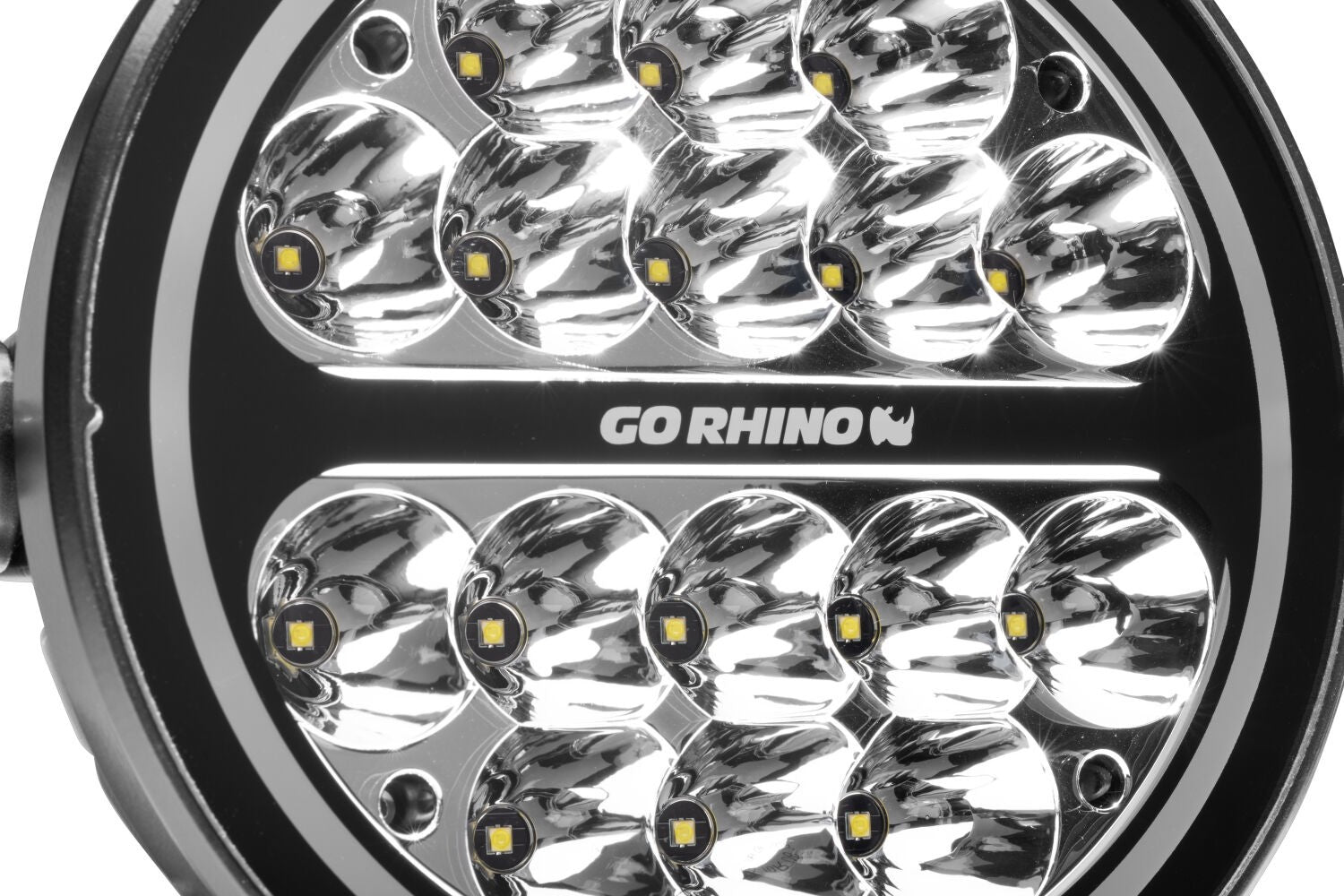 Blackout Series Lights 7 Inch Round LED Spot Light Beam With Daytime Running Light Black Go Rhino-5