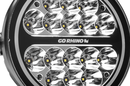 Blackout Series Lights 7 Inch Round LED Spot Light Beam With Daytime Running Light Black Go Rhino-5