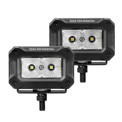 Bright Series Lights Pair of 3x2 Rectangle LED Flood Light Kit Black Go Rhino-1