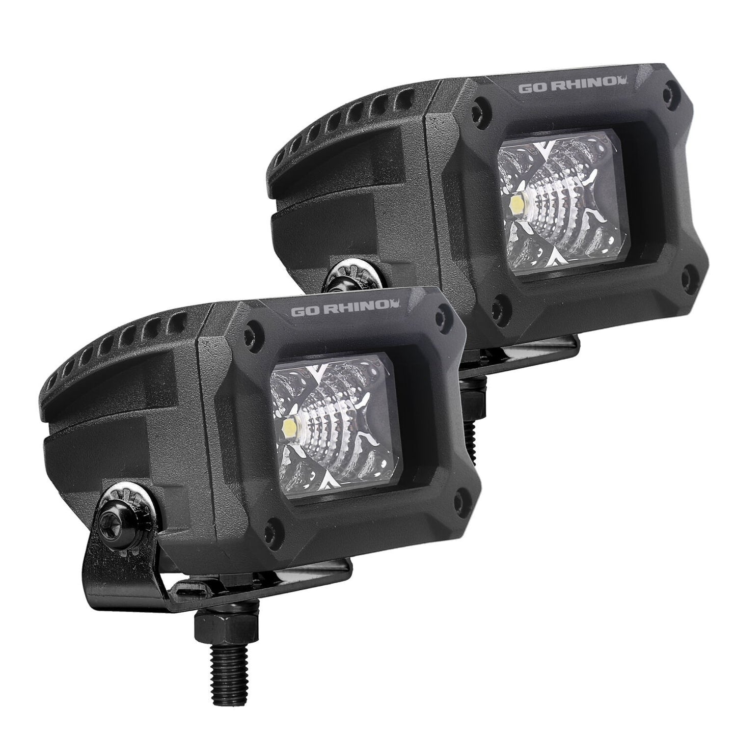 Bright Series Lights Pair of 3x2 Rectangle LED Flood Light Kit Black Go Rhino-4