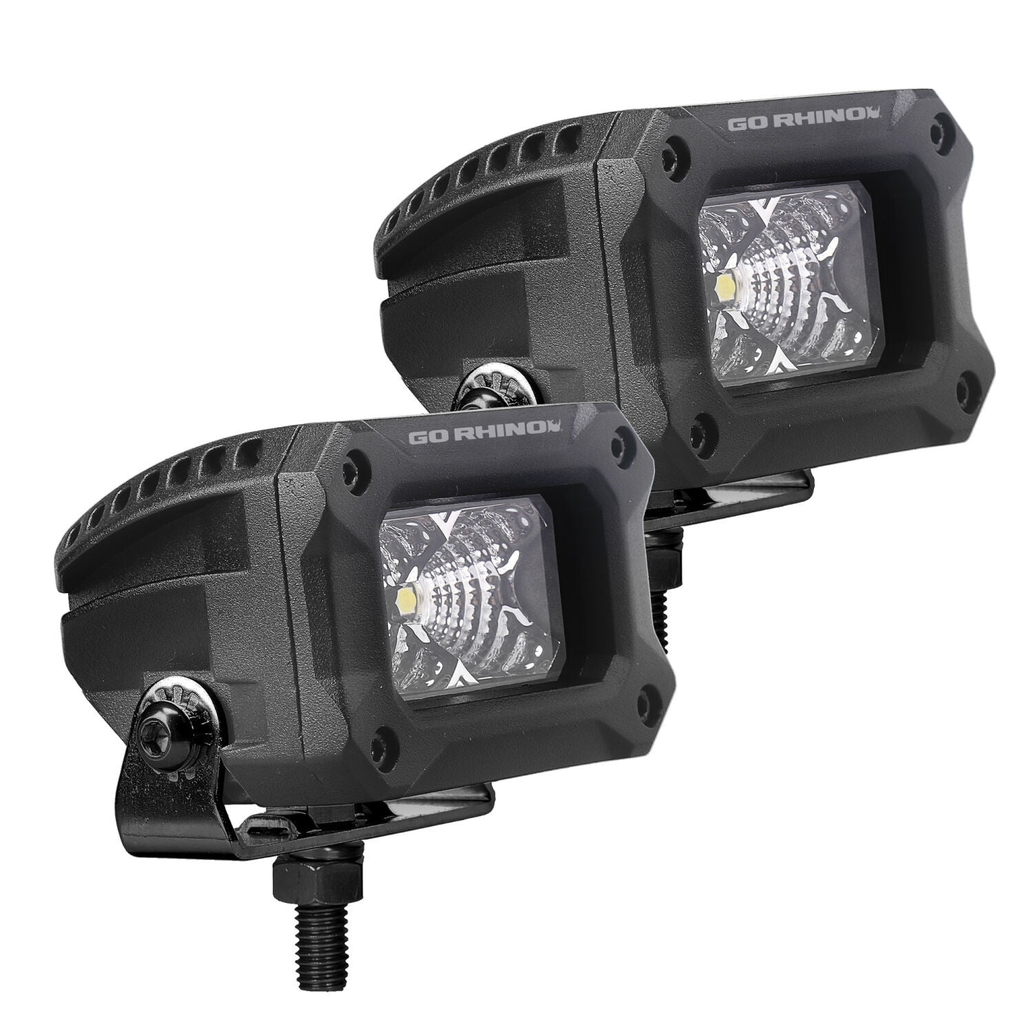 Bright Series Lights Pair of 3x2 Rectangle LED Flood Light Kit Black Go Rhino-4