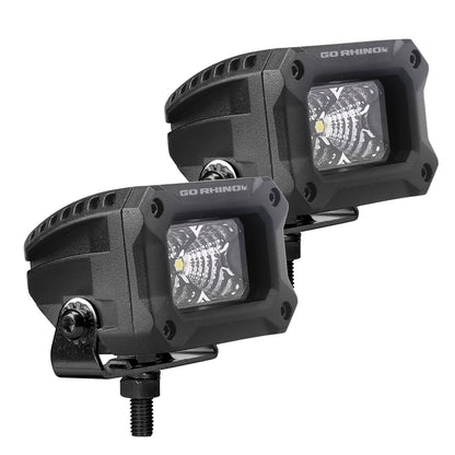 Bright Series Lights Pair of 3x2 Rectangle LED Flood Light Kit Black Go Rhino-4