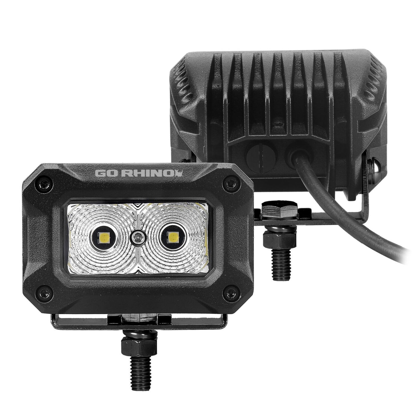 Bright Series Lights Pair of 3x2 Rectangle LED Flood Light Kit Black Go Rhino-5