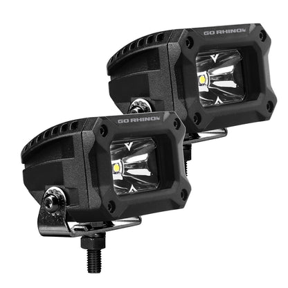 Bright Series Lights Pair of 3x2 Rectangle LED Spot Light Kit Black Go Rhino-4