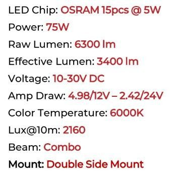 Blackout Combo Series Lights 20.5 Inch Single Row LED Light Bar With Amber Lighting Black Go Rhino-10