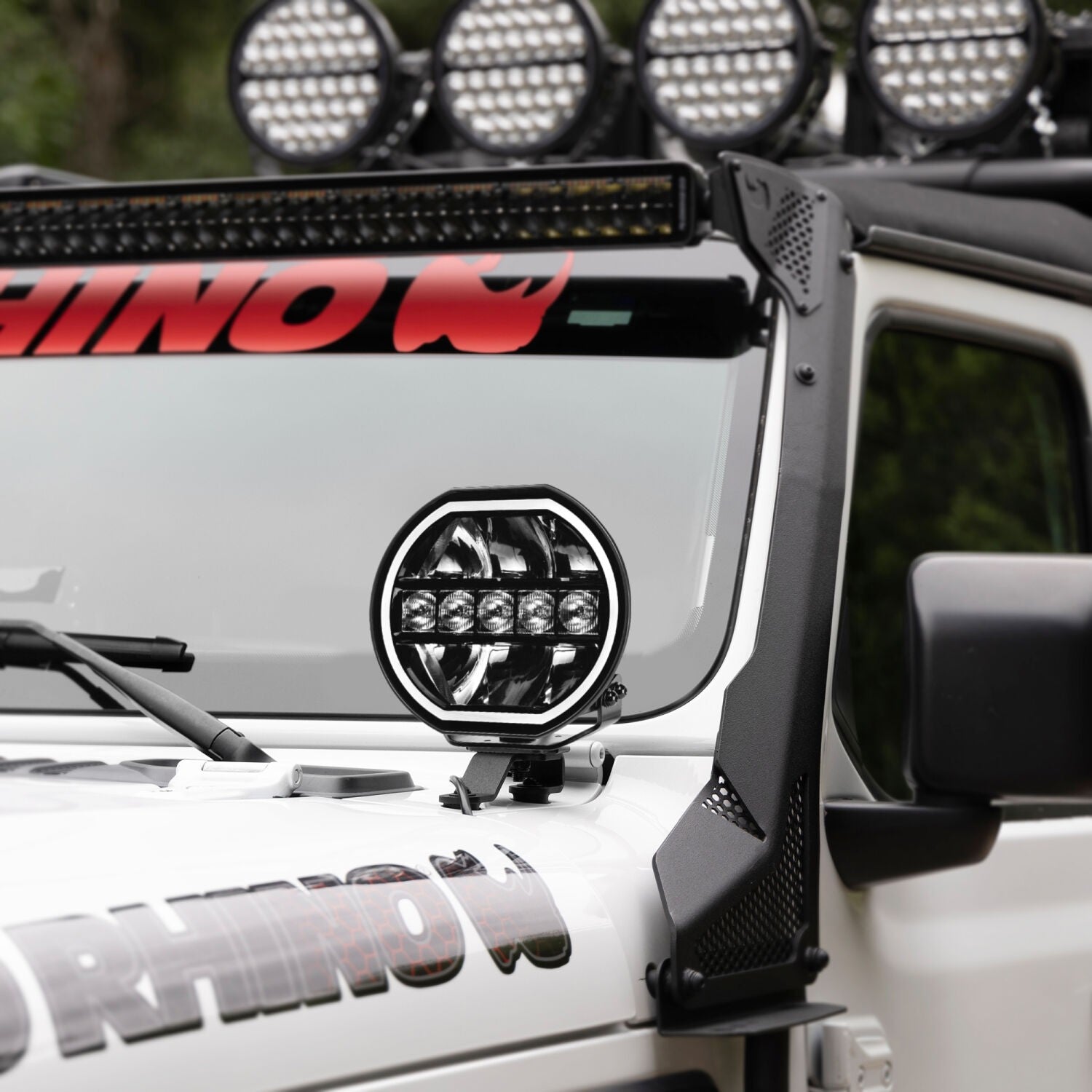 Blackout Series Lights 7 Inch Maxline LED Hi/Low Beam W/Multi Daytime Running Light Black Go Rhino-1
