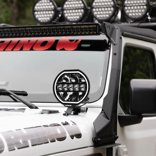 Blackout Series Lights 7 Inch Maxline LED Hi/Low Beam W/Multi Daytime Running Light Black Go Rhino-1