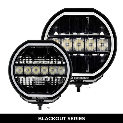 Blackout Series Lights 7 Inch Maxline LED Hi/Low Beam W/Multi Daytime Running Light Black Go Rhino-4