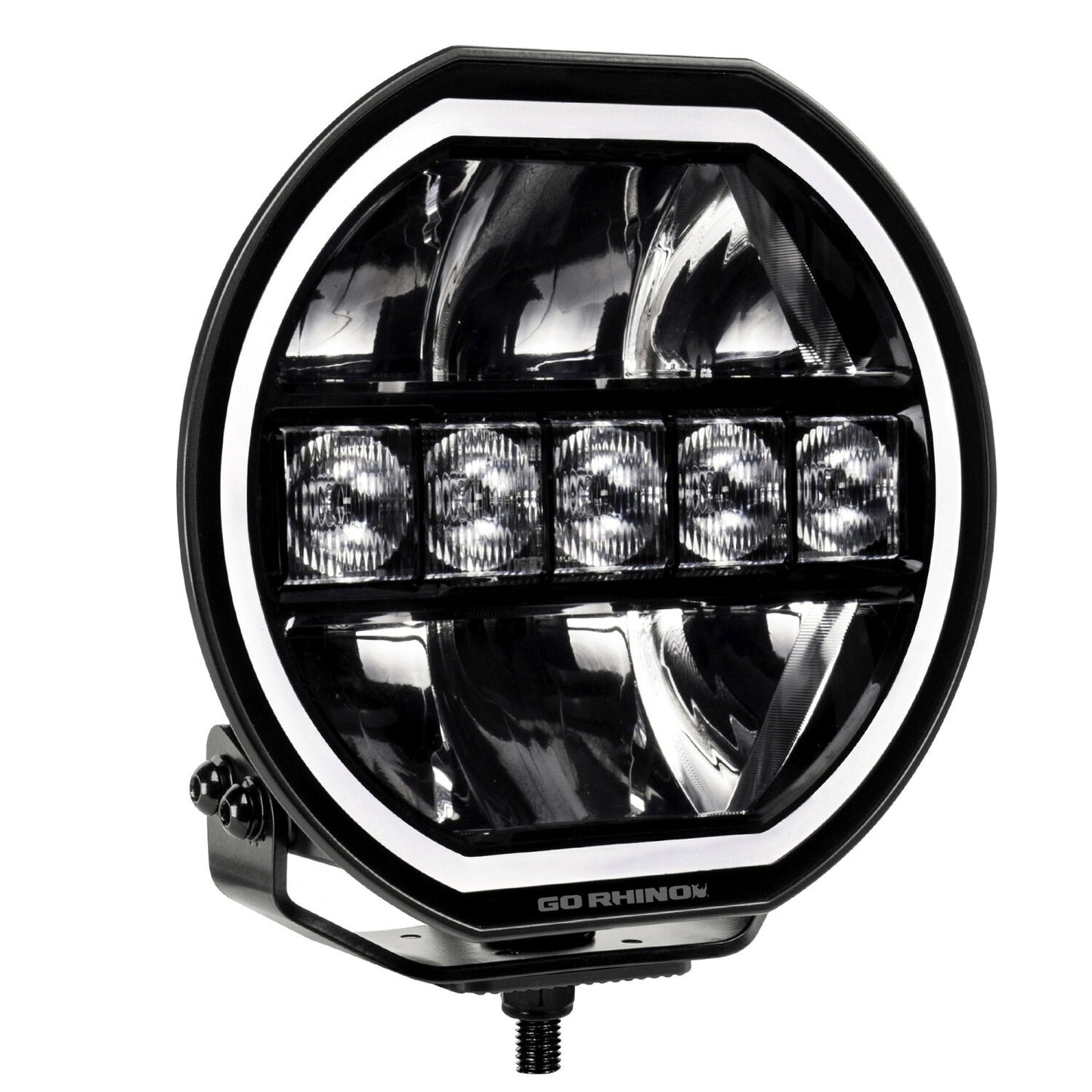 Blackout Series Lights 7 Inch Maxline LED Hi/Low Beam W/Multi Daytime Running Light Black Go Rhino-5
