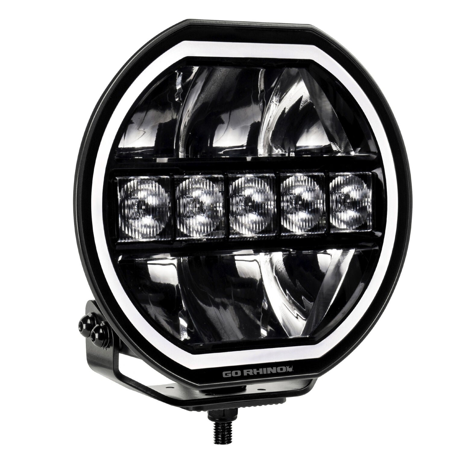 Blackout Series Lights 7 Inch Maxline LED Hi/Low Beam W/Multi Daytime Running Light Black Go Rhino-5