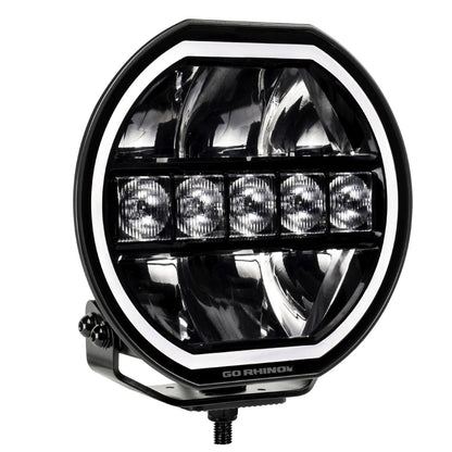 Blackout Series Lights 7 Inch Maxline LED Hi/Low Beam W/Multi Daytime Running Light Black Go Rhino-5