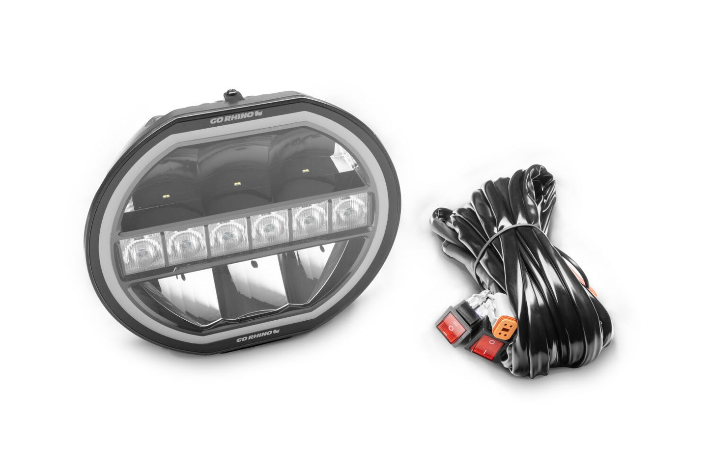 Blackout Series Lights 9 Inch Maxline LED Hi/Low Beam W/Multi Daytime Running Light Black Go Rhino