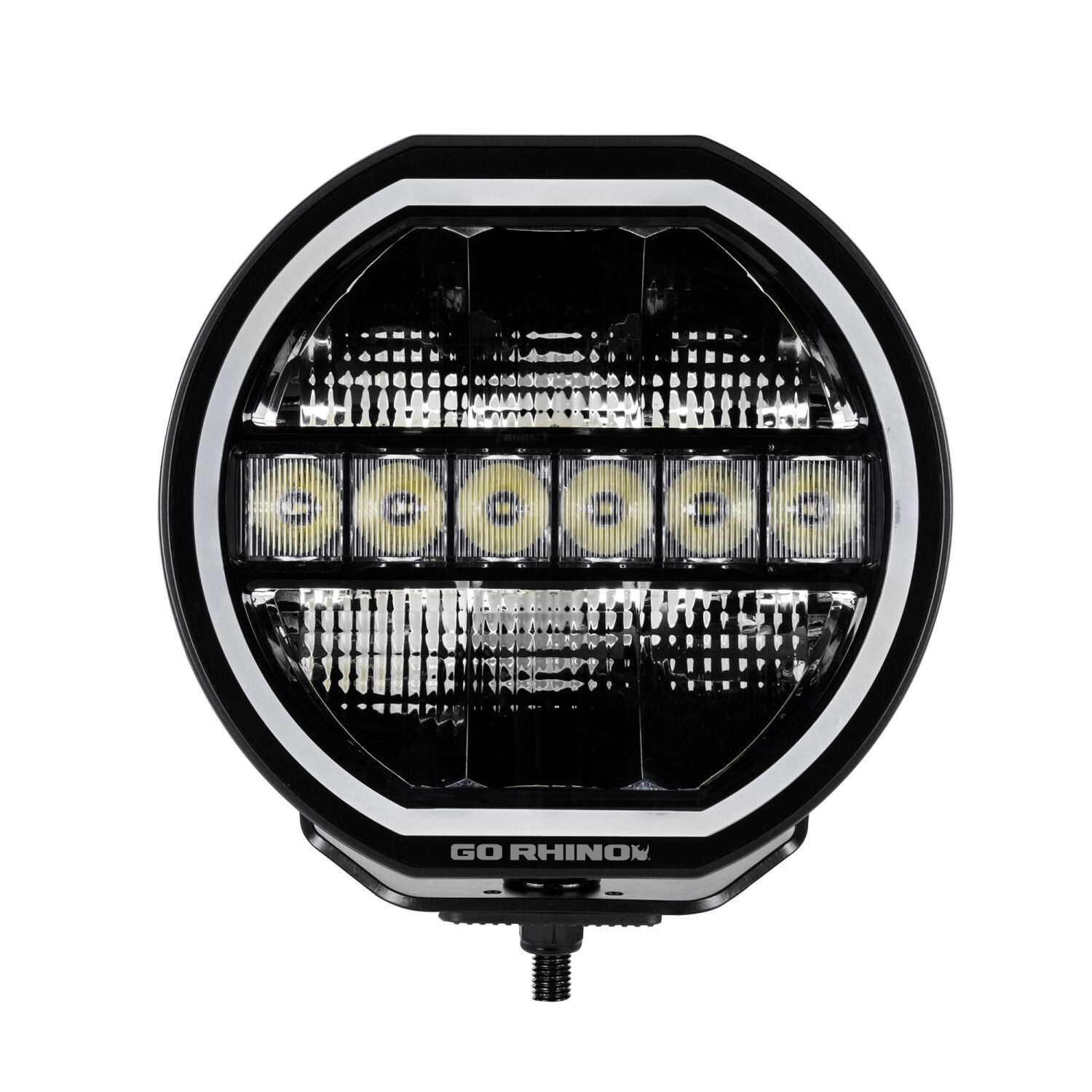 Blackout Series Lights 9 Inch Maxline LED Hi/Low Beam W/Multi Daytime Running Light Black Go Rhino-1
