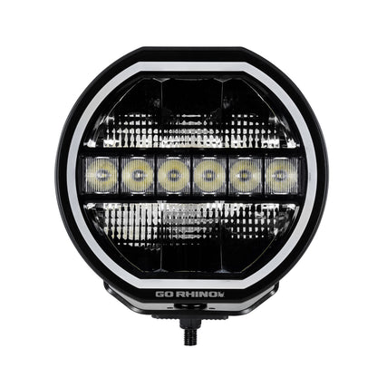 Blackout Series Lights 9 Inch Maxline LED Hi/Low Beam W/Multi Daytime Running Light Black Go Rhino-1
