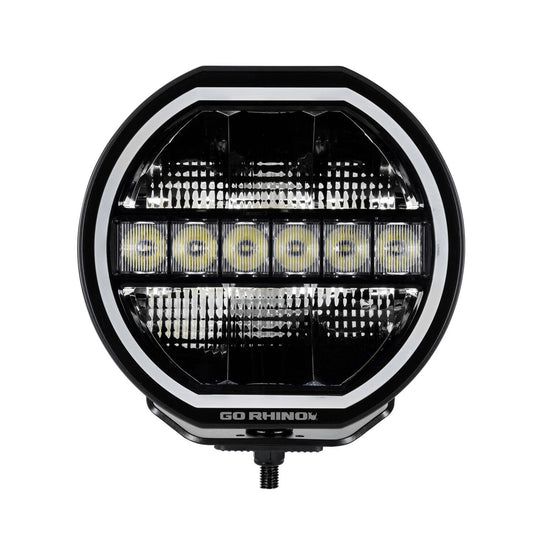 Blackout Series Lights 9 Inch Maxline LED Hi/Low Beam W/Multi Daytime Running Light Black Go Rhino-1