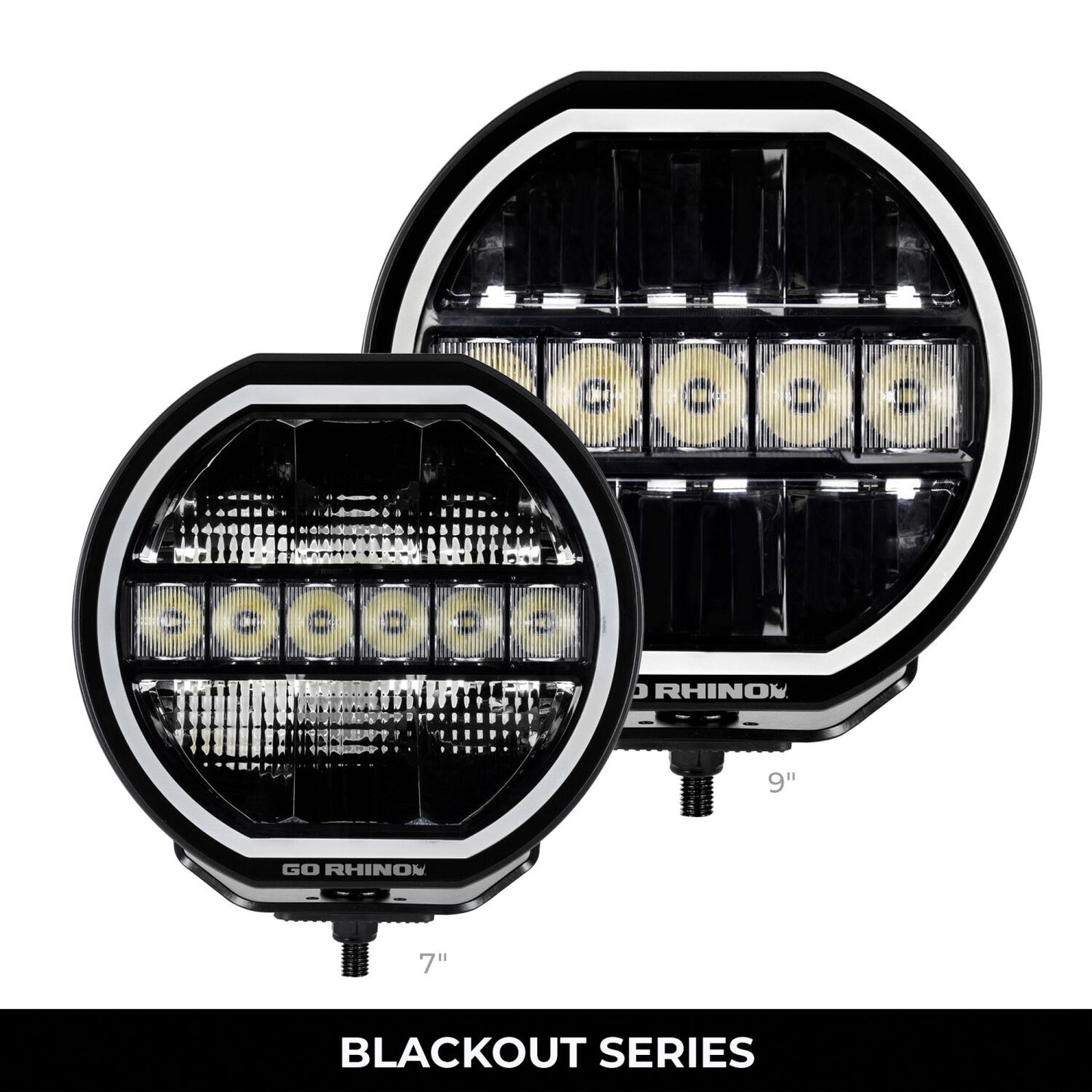 Blackout Series Lights 9 Inch Maxline LED Hi/Low Beam W/Multi Daytime Running Light Black Go Rhino-2