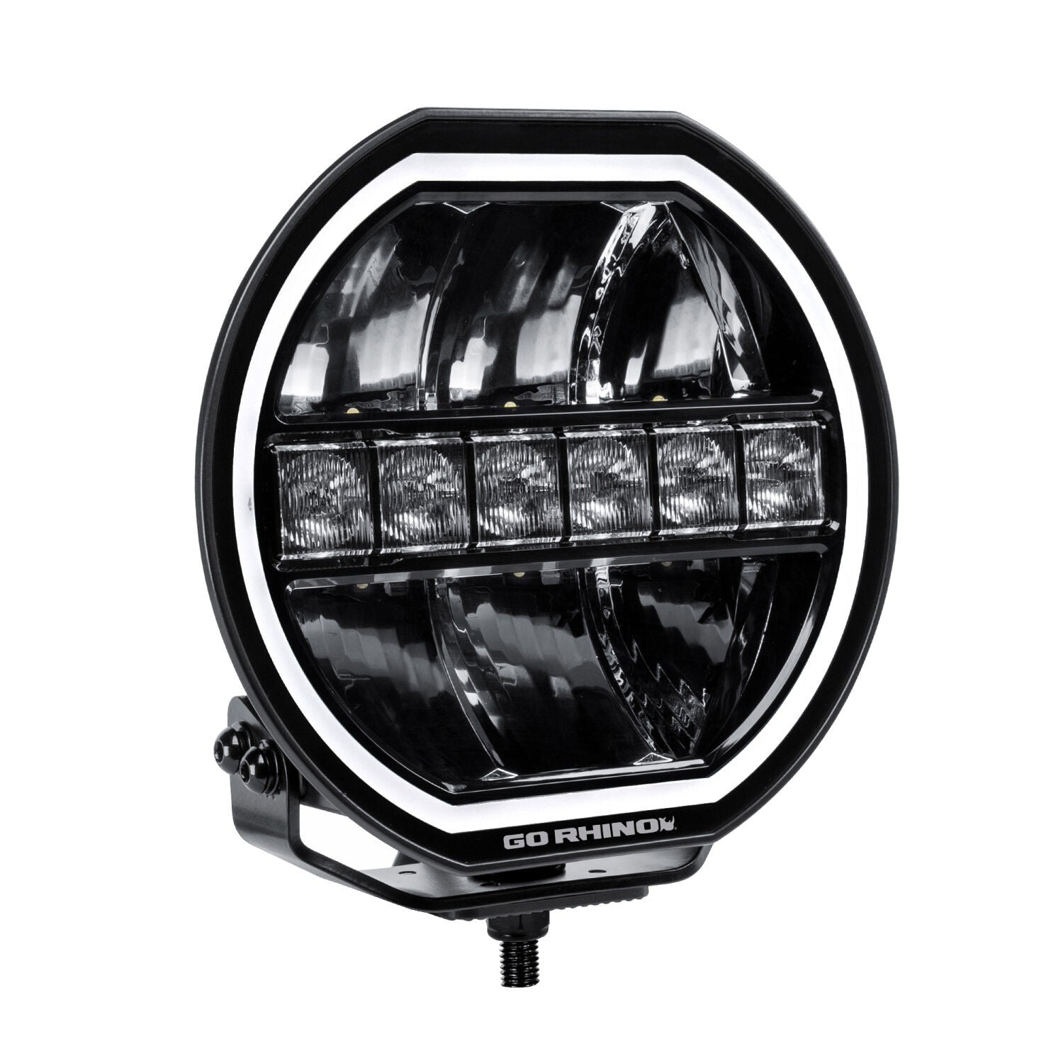Blackout Series Lights 9 Inch Maxline LED Hi/Low Beam W/Multi Daytime Running Light Black Go Rhino-3