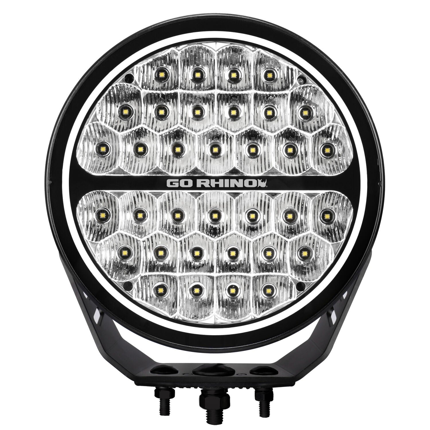Blackout Series Lights 9 Inch Round LED Single Driving Kit W/Daytime Running Lights Black 2026-2026 Chevrolet Suburban 2026-2026 Chevrolet Tahoe Go Rhino-2