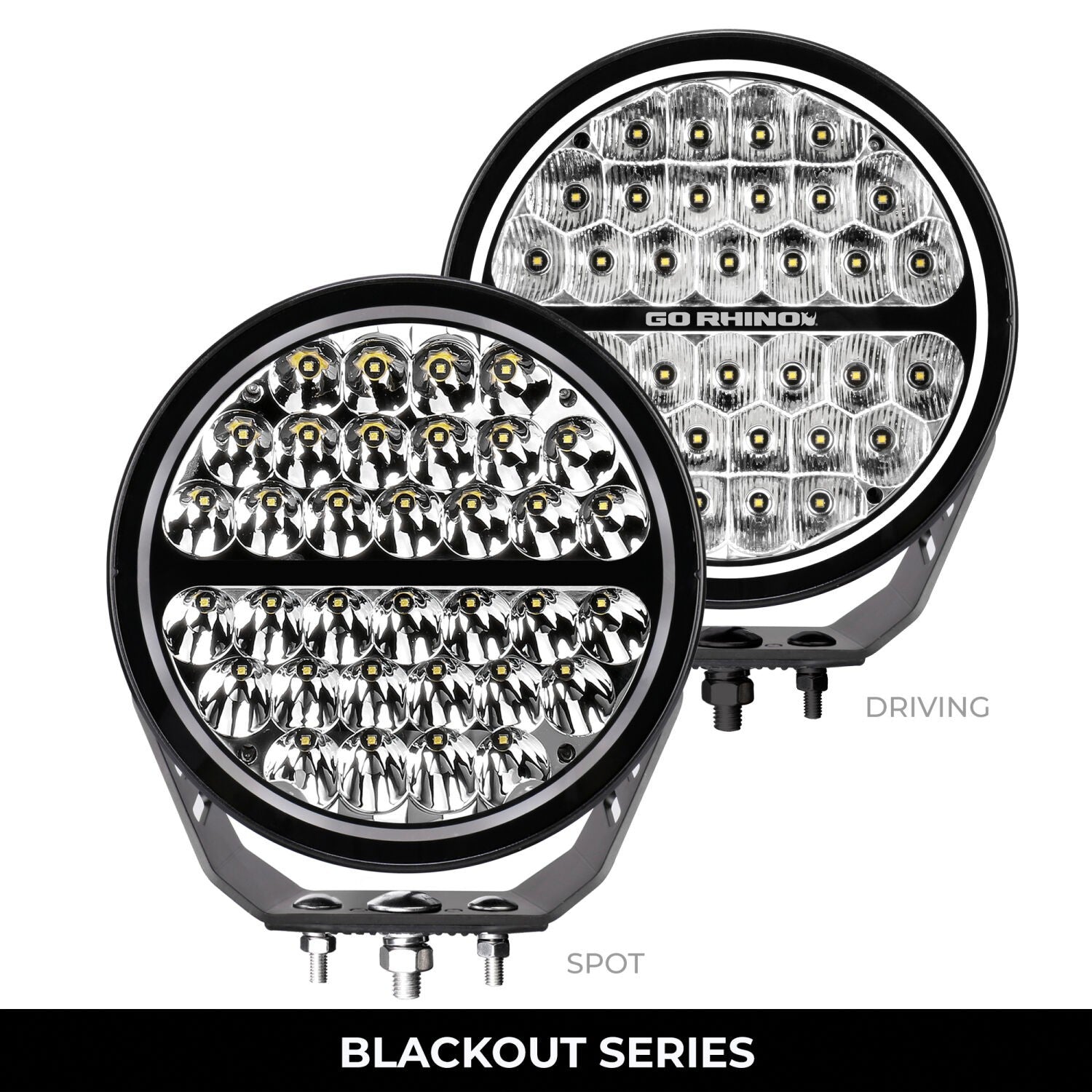 Blackout Series Lights 9 Inch Round LED Single Driving Kit W/Daytime Running Lights Black 2026-2026 Chevrolet Suburban 2026-2026 Chevrolet Tahoe Go Rhino-4