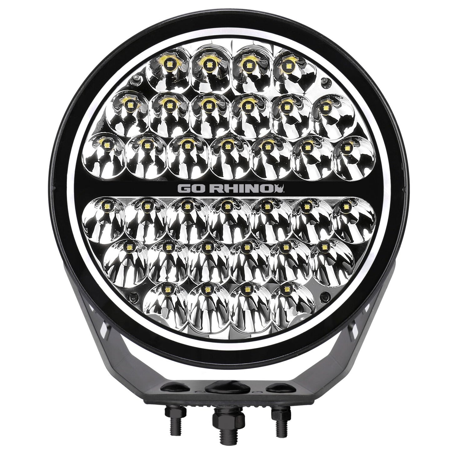 Blackout Series Lights 9 Inch Round Single LED Spot Light Kit W/Daytime Running Lights Black 2026-2026 Chevrolet Suburban 2026-2026 Chevrolet Tahoe Go Rhino-4
