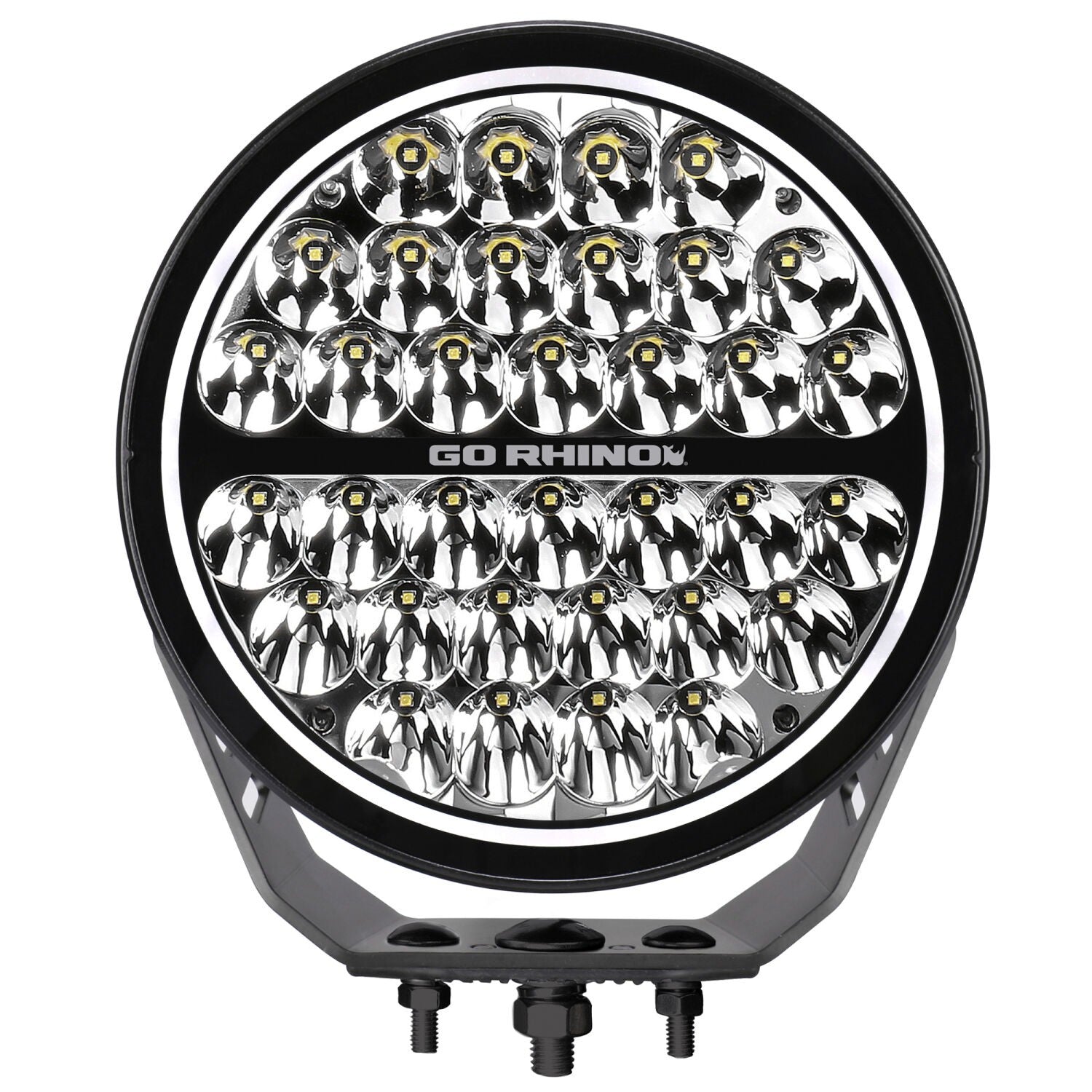 Blackout Series Lights 9 Inch Round Single LED Spot Light Kit W/Daytime Running Lights Black 2026-2026 Chevrolet Suburban 2026-2026 Chevrolet Tahoe Go Rhino-4
