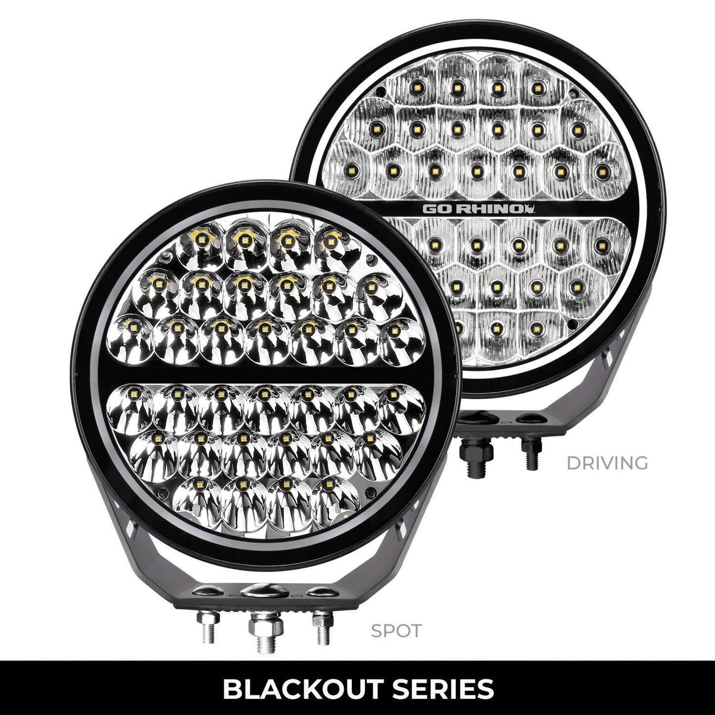 Blackout Series Lights 9 Inch Round Single LED Spot Light Kit W/Daytime Running Lights Black 2026-2026 Chevrolet Suburban 2026-2026 Chevrolet Tahoe Go Rhino-6