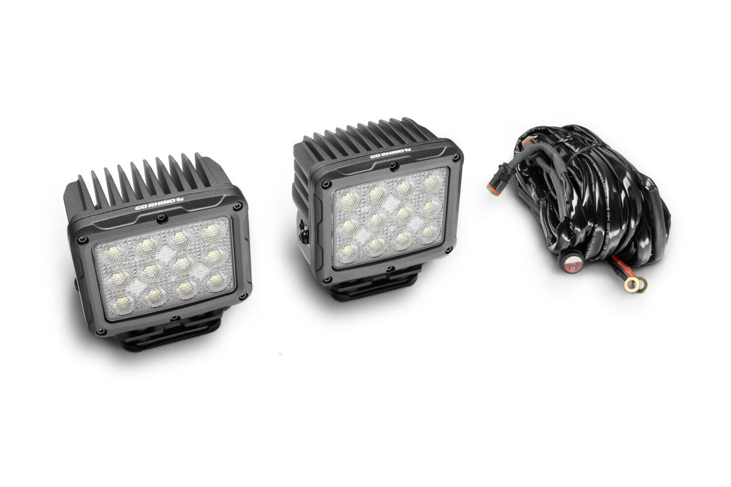 Bright Series Lights 5 Inch Rectangle Single LED Spot Light Kit Black Go Rhino