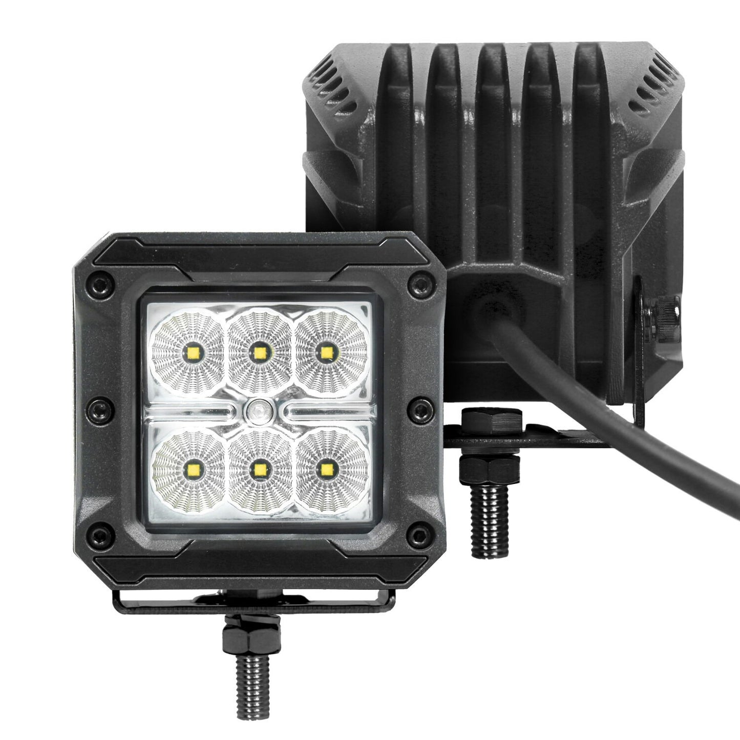 Bright Series Lights Pair of 3x3 Cube LED Flood Light Kit Black Go Rhino-4