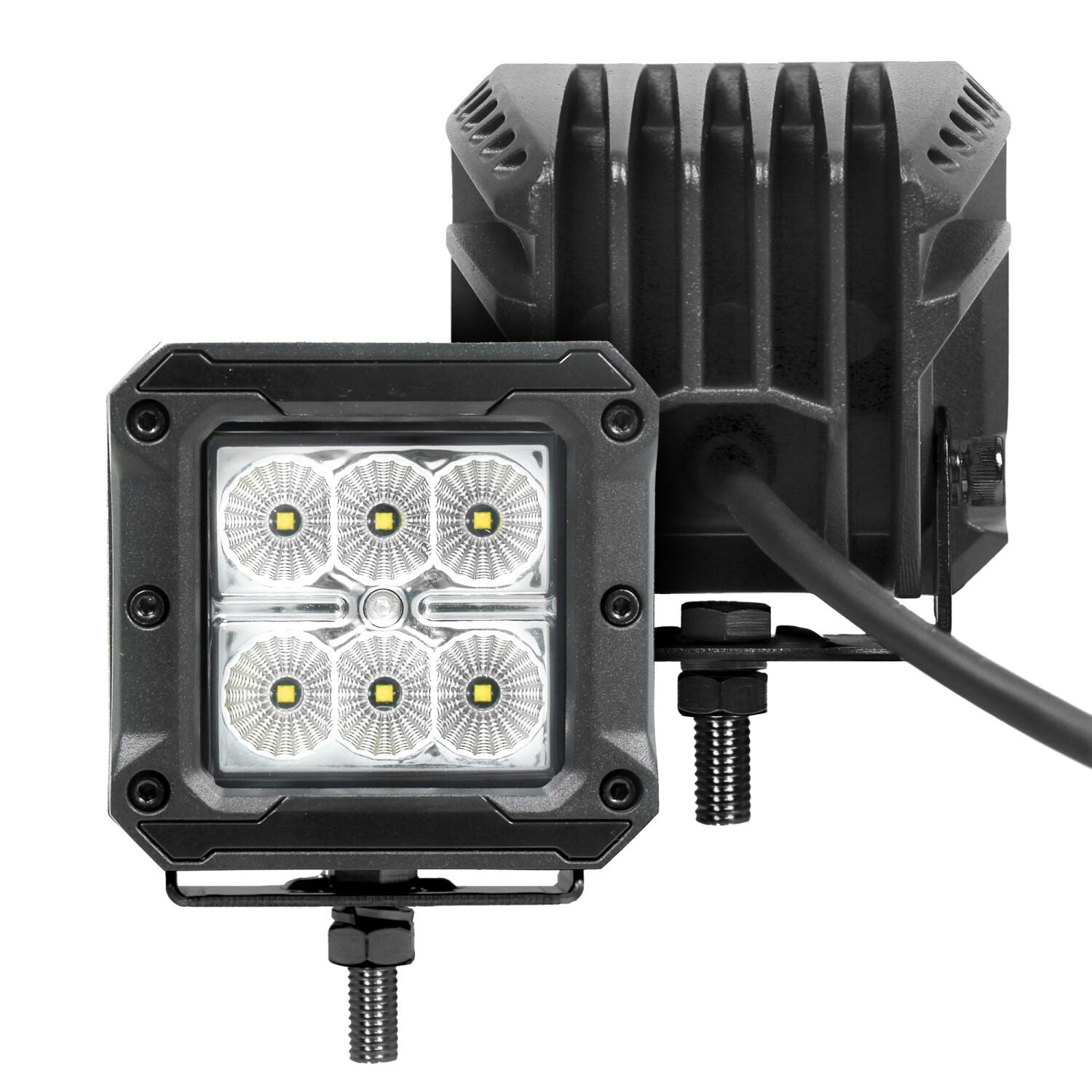 Bright Series Lights Pair of 3x3 Cube LED Flood Light Kit Black Go Rhino-4