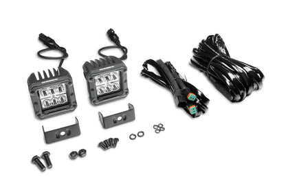 Bright Series Lights Pair of 3x3 Cube LED Spot Light Kit Black Go Rhino