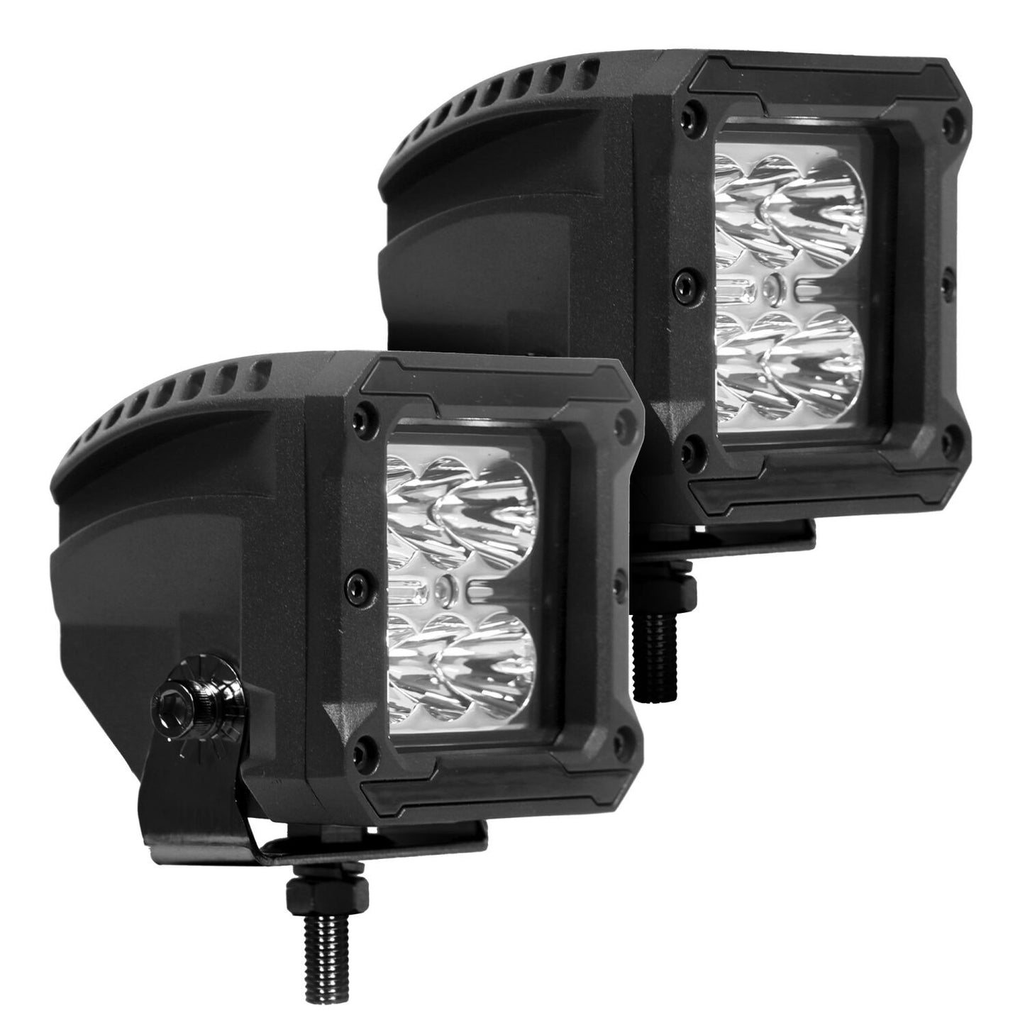 Bright Series Lights Pair of 3x3 Cube LED Spot Light Kit Black Go Rhino-4