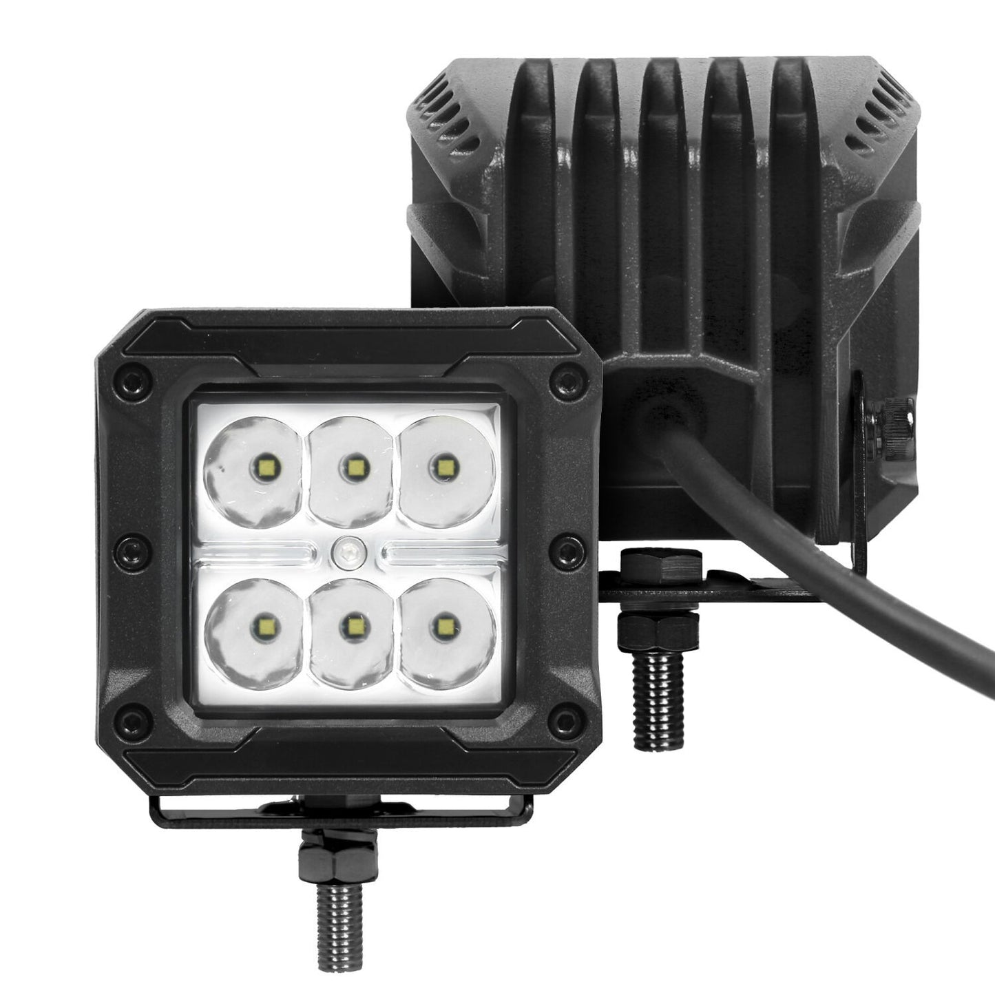 Bright Series Lights Pair of 3x3 Cube LED Spot Light Kit Black Go Rhino-5