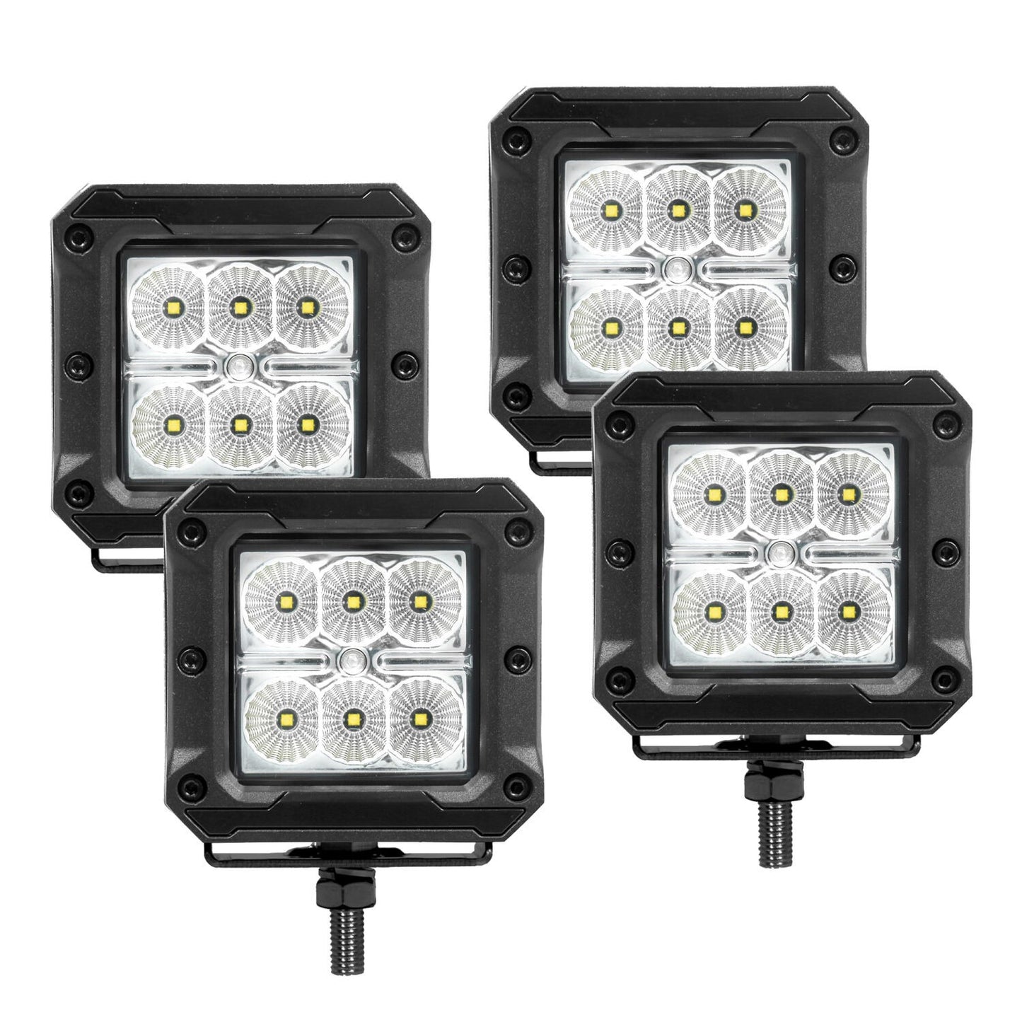 Bright Series Lights 3x3 Cube LED Flood Lights, Set of Four Black Go Rhino-1