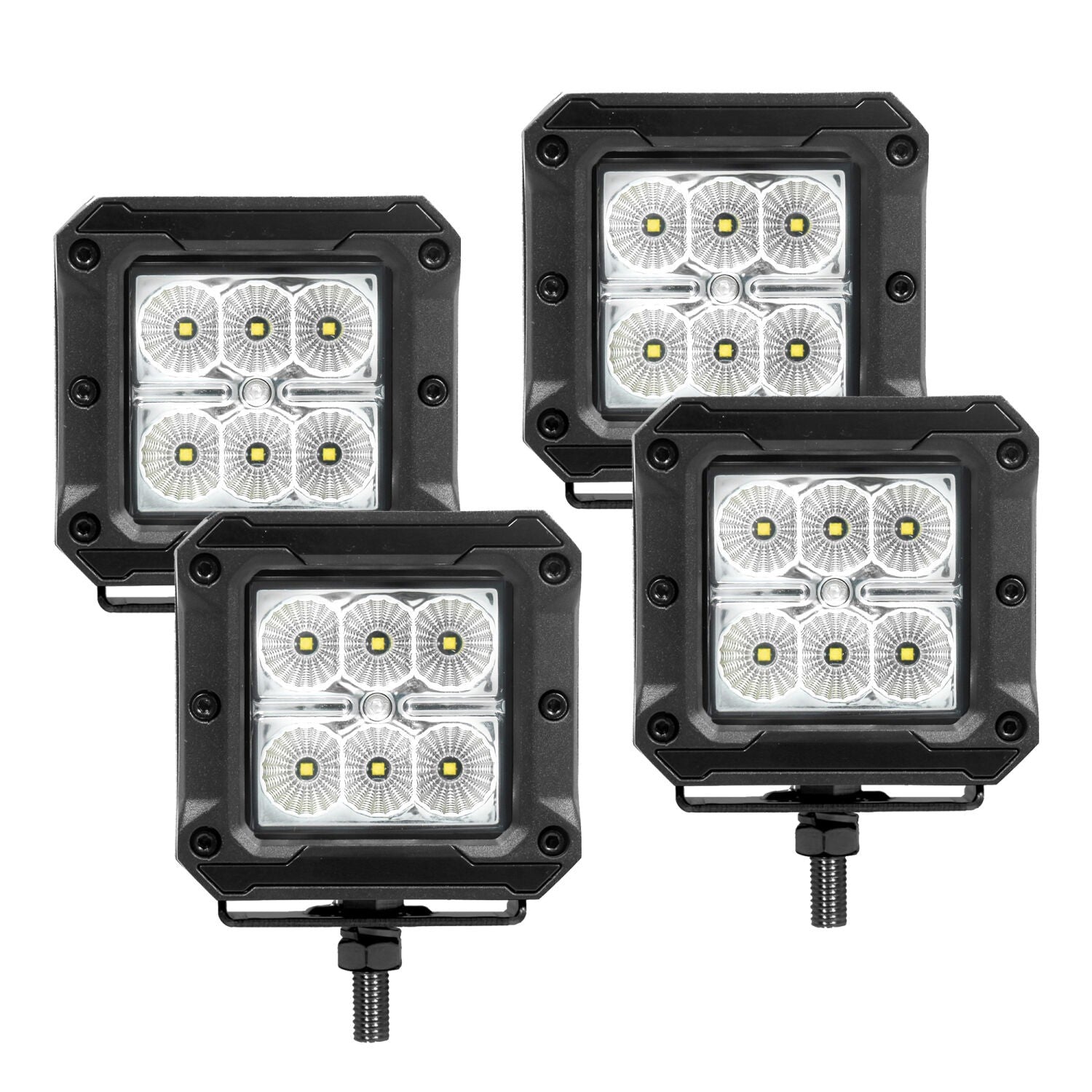 Bright Series Lights 3x3 Cube LED Flood Lights, Set of Four Black Go Rhino-1