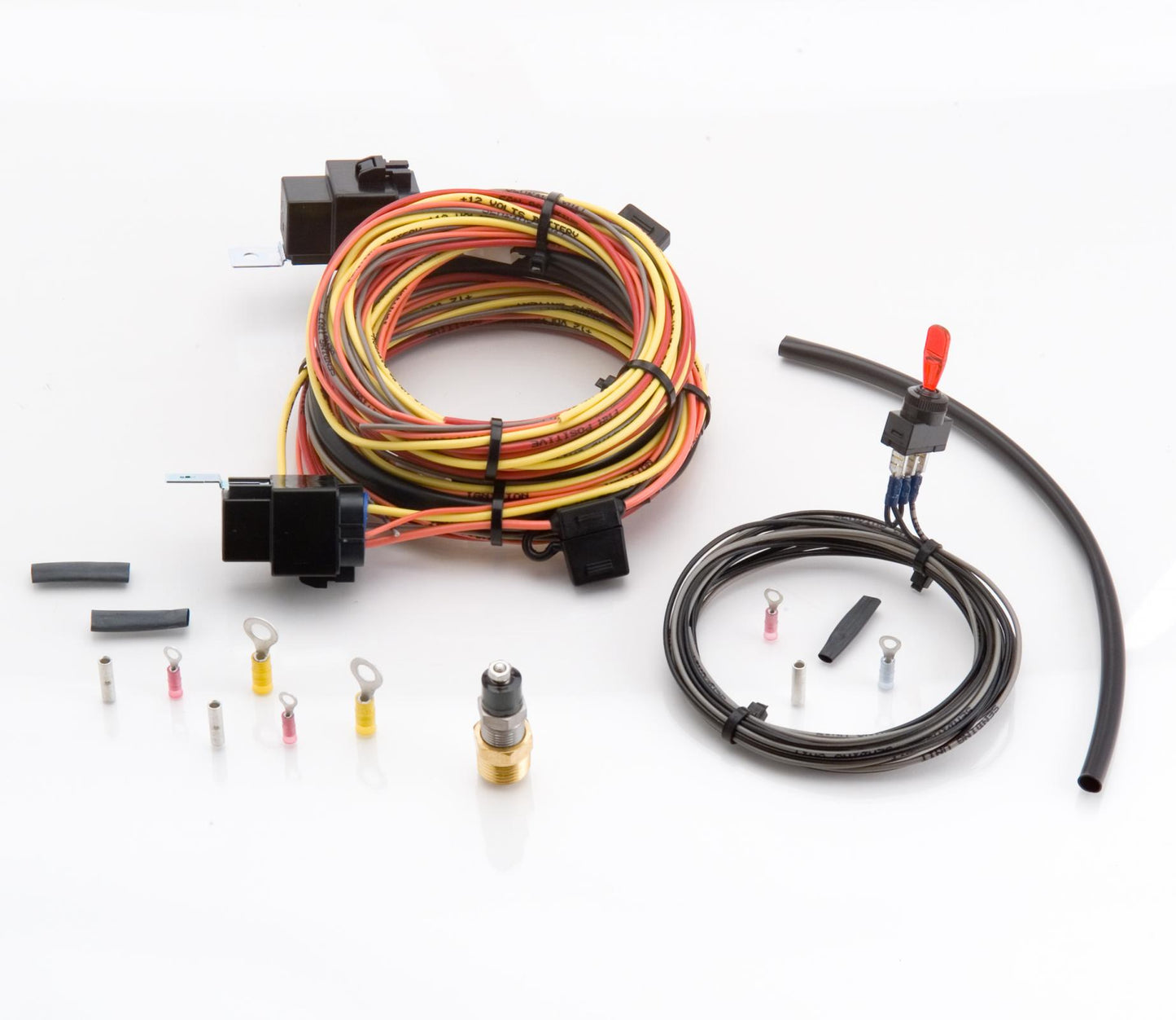Toggle Switch Wiring Harness w/Sending Unit and 40 Amp Relay for use with Single or Dual Electric Fans. Radiator Be Cool
