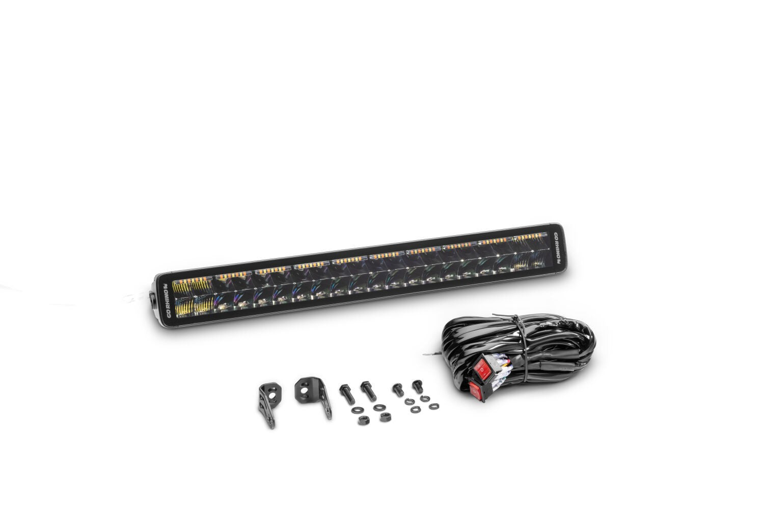 Blackout Combo Series Lights 21.5 Inch Double Row LED Light Bar With Amber Lighting Black Go Rhino