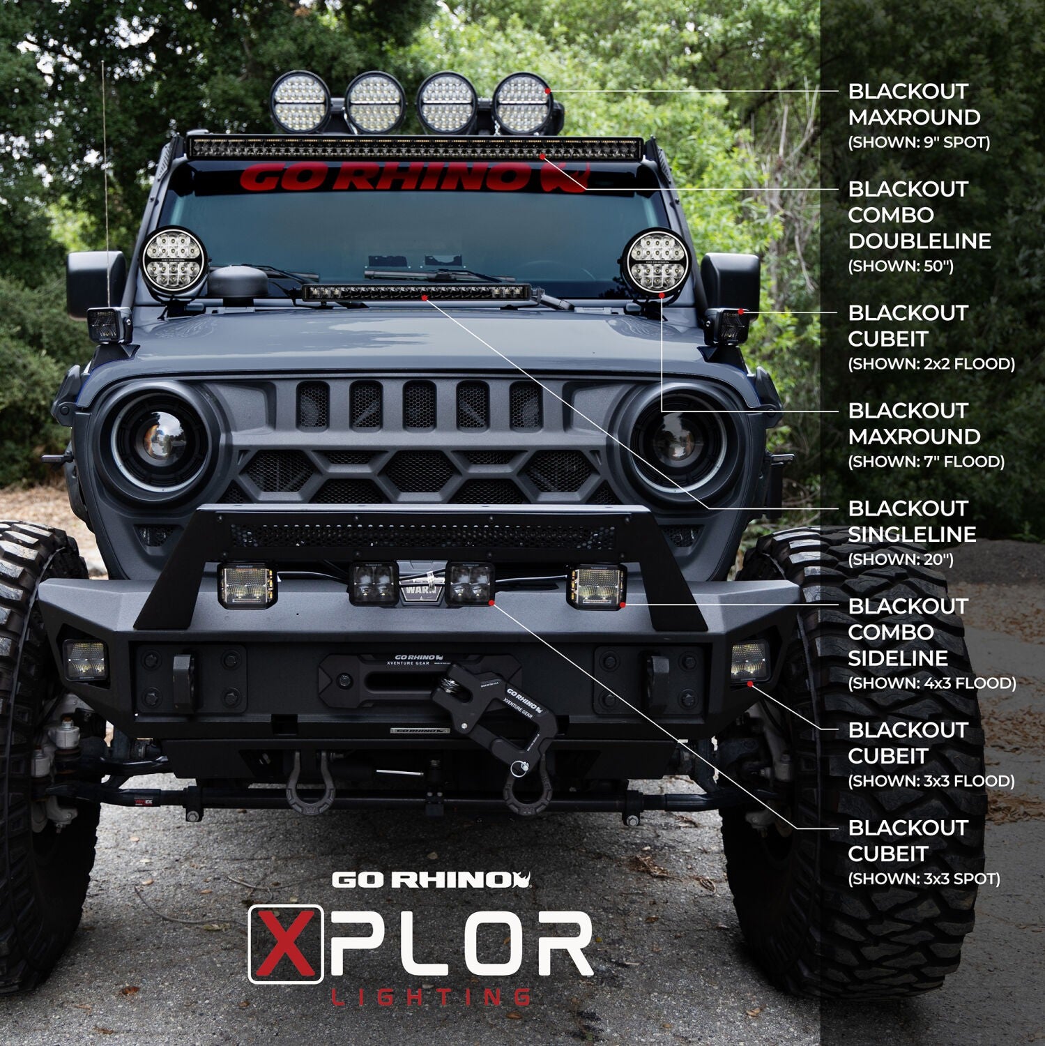 Blackout Series Lights 32 Inch Double Row LEDLight Bar Black Go Rhino-1