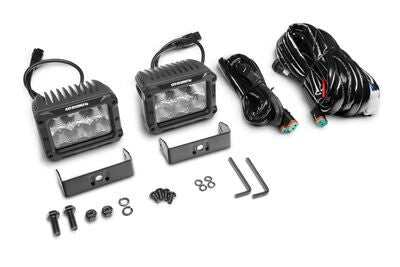 Bright Series Lights Pair of 4x3 Rectangle LED Flood Light Kit Black Go Rhino