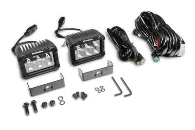 Bright Series Lights Pair of 4x3 Rectangle LED Spot Light Kit Black Go Rhino