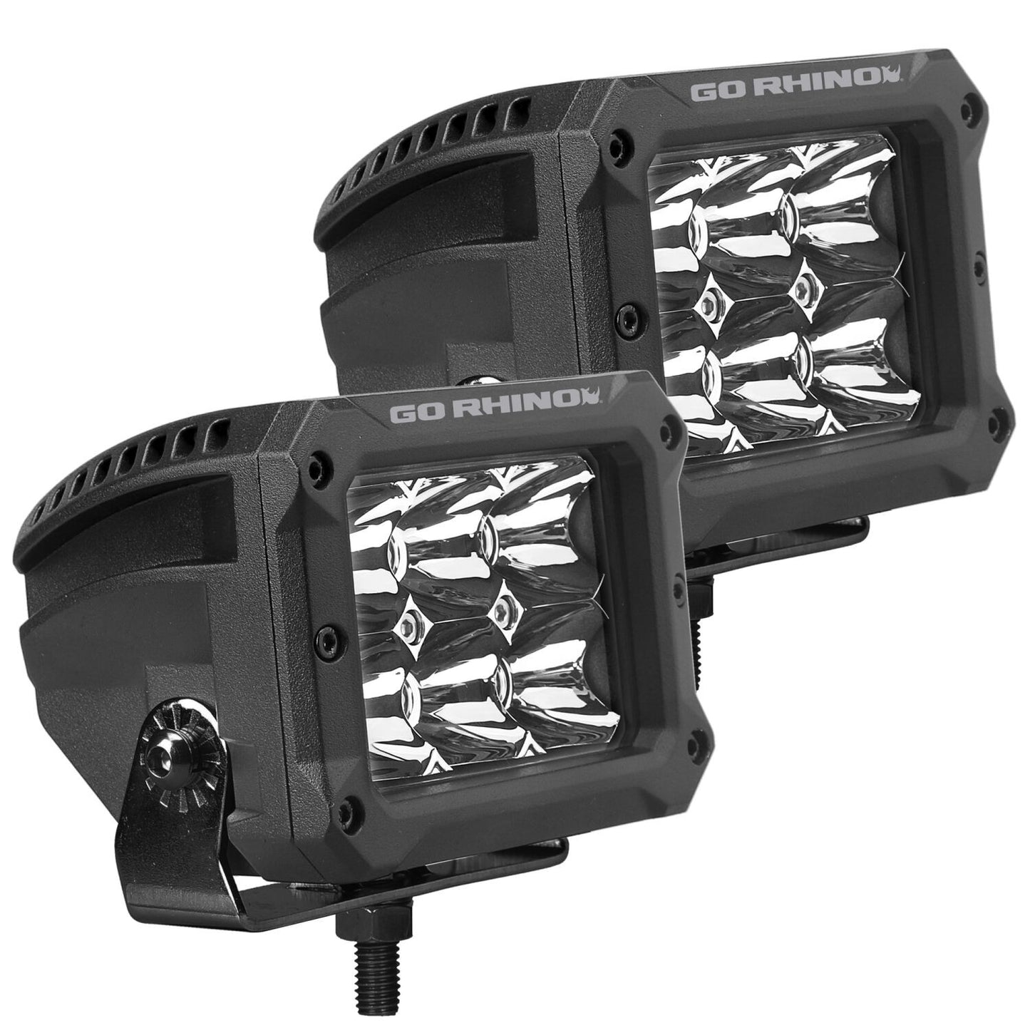 Bright Series Lights Pair of 4x3 Rectangle LED Spot Light Kit Black Go Rhino-4
