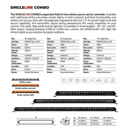 Blackout Combo Series Lights 39.5 Inch Single Row LED Light Bar With Amber Lighting Black Go Rhino-9