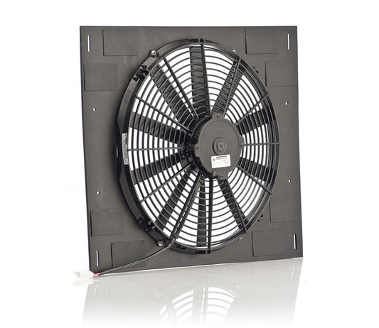 16 Inch Qualifier Euro Black Shroud 22 Inch W x 18 Inch H w/Euro Black Medium Profile Puller Fan Radiator Be Cool