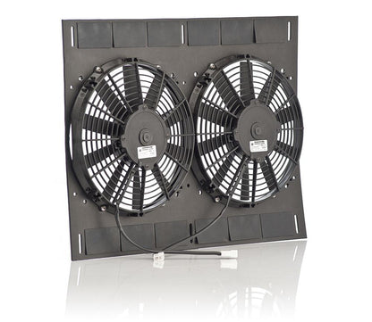 11 Inch Qualifier Euro Black Shroud 24 Inch W x 18 Inch H w/Dual Euro Black Puller Fans Radiator Be Cool-2