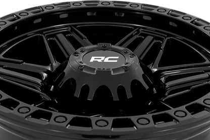 76 Series Wheel Simulated Bead Lock Gloss Black 17x9 Rough Country-34