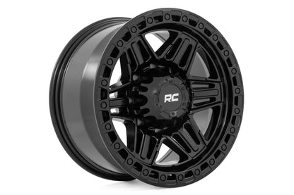 76 Series Wheel Simulated Bead Lock Gloss Black 17x9 Rough Country-9