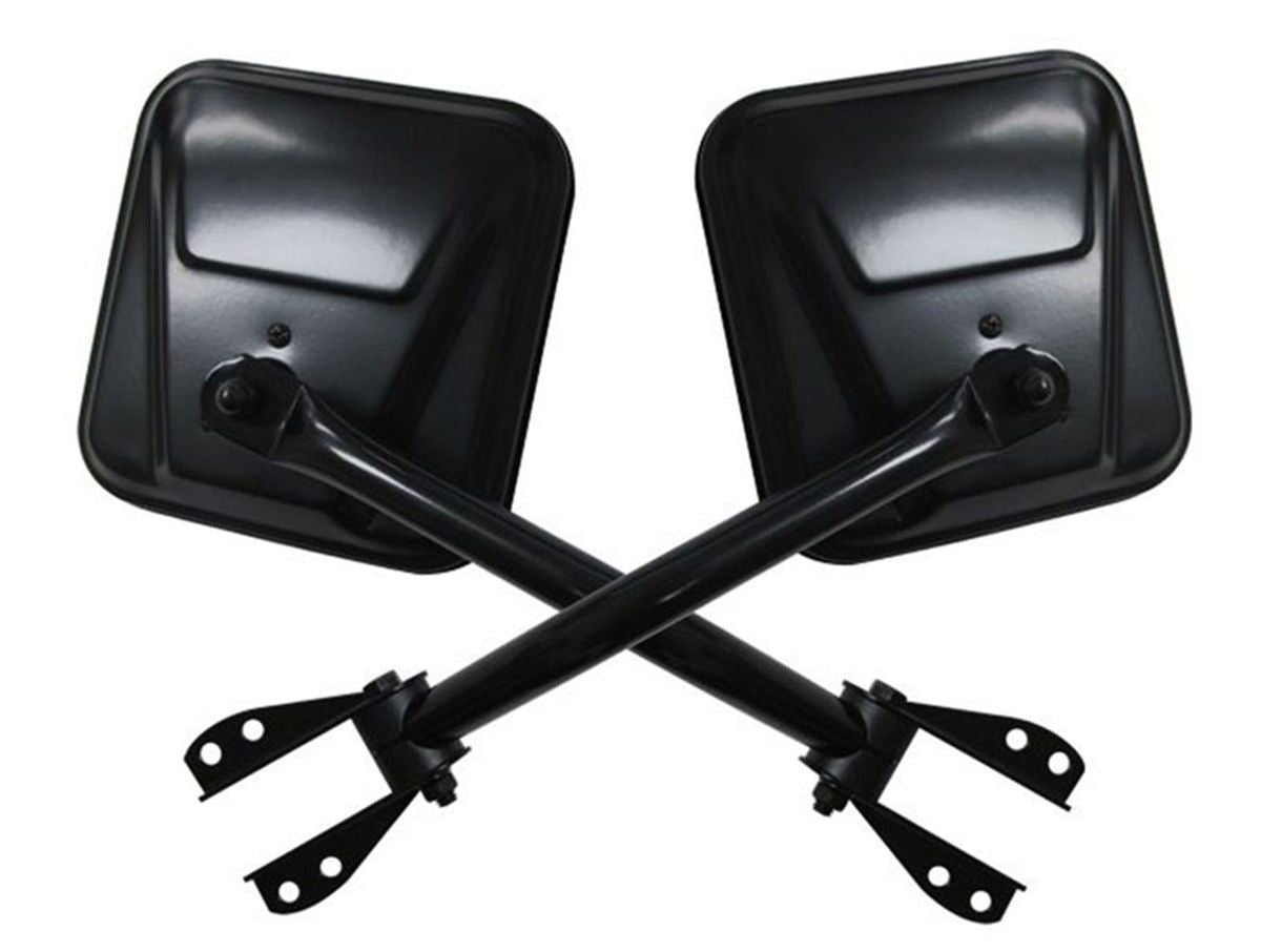 Quick Release Side Mirror Kit for1976-1983 Jeep CJ5, 1976-1986 Jeep CJ7, 1997-2006 Jeep Wrangler TJ, 1987-1995 Jeep Wrangler YJ, 2007-2018 Jeep Wrangler JK Pair, Black Rampage